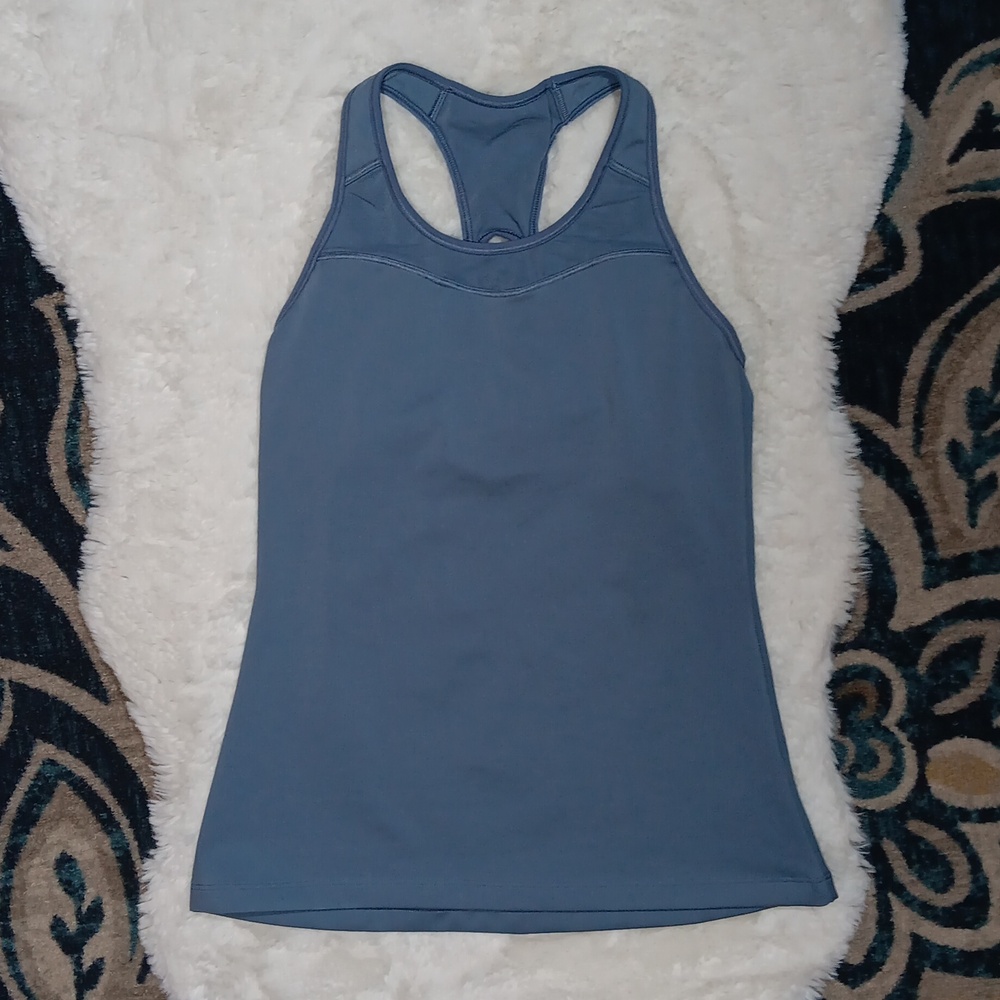 Athleta spiral support blue gray athletic tank top womens sz small